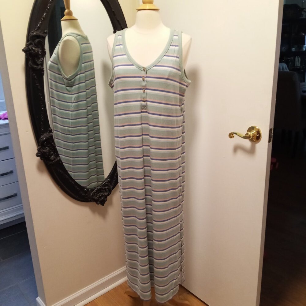 Ann Taylor Loft striped tank maxi dress sz L NWT /B21 - Picture 4 of 6